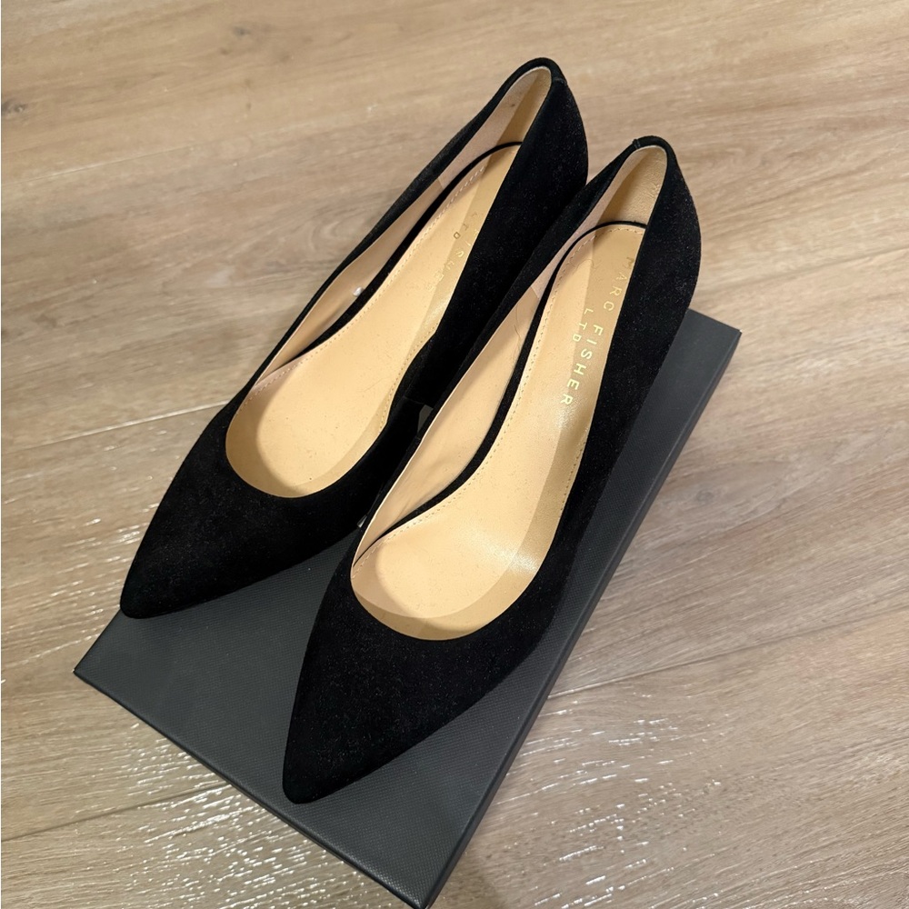 Marc Fisher Chic Black Suede Block Heels